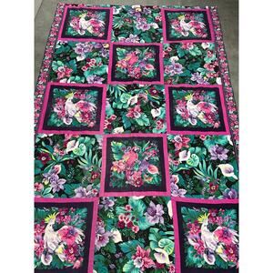 Bright Flowers and Parrots Blanket, 50x77, Throw, Bedding Decor ~ 250929-WH 1280